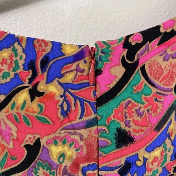 Vtg Y2K Robbie Bee Silk Floral Shift Dress 12 Red Lined Short Sleeve Knee Length - Picture 7 of 7